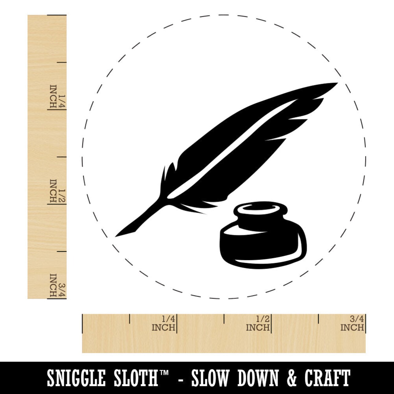 Quill Feather Pen and Ink Rubber Stamp for Stamping Crafting Planners